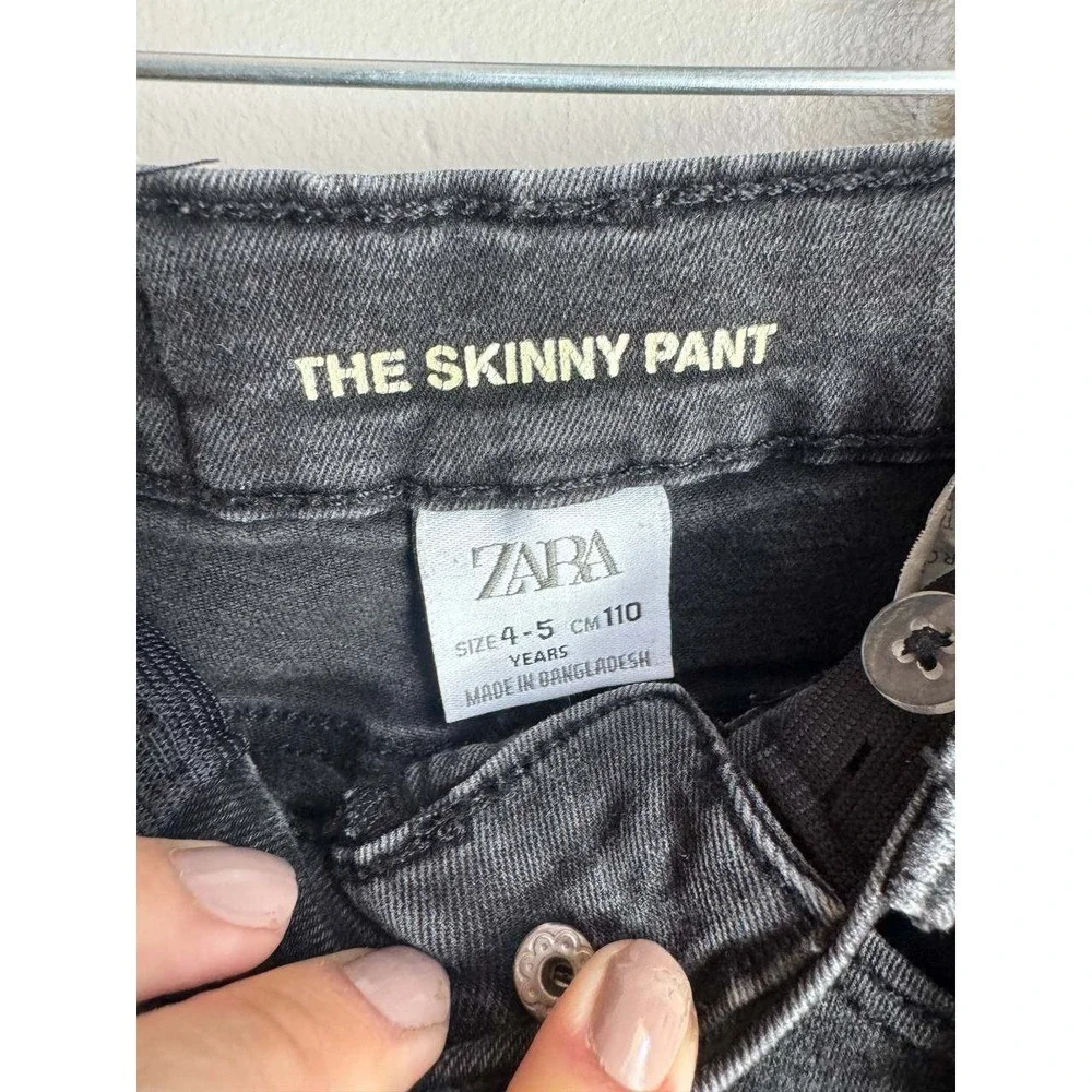 Zara The Skinny Pant Washed Black Charcoal Denim Jeans 4T Y2K Streetwear